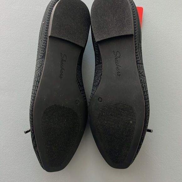 New Skechers Cleo Snip Knit Vegan Skimmers Sweet Class in Black/Charcoal Size 7W - Picture 4 of 7